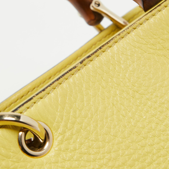 GUCCI Yellow Leather Mini Bamboo Tote - Picture 8 of 8